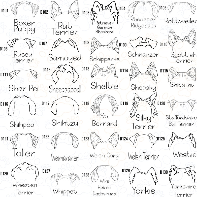 a drawing of different types of dogs
