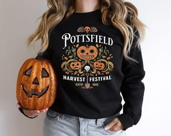 Pottsfield Harvest Festival Sweatshirt Autumn Harvest Sweatshirt Vegetables Fall Sweatshirt Goth Clothing Sweater Skeleton Festival Apparel