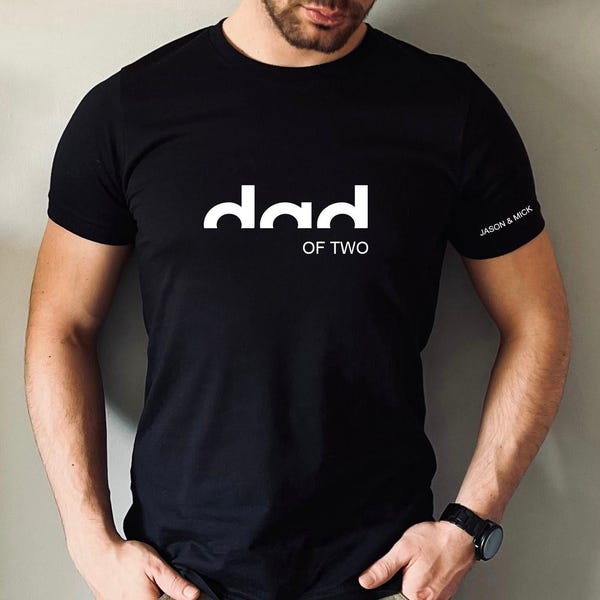 Personalized Dad Shirt With Kid Names on Sleeve, Dad of Tshirt, Father's Day Shirt, Fathers Day Gift from Daughter, Custom Father Tees