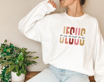 Jesus Sweatshirt, Christian Sweatshirt, Jesus Gift, Minimalist Jesus Sweatshirt, Bible Christian Gift for Women, Boho Christian Apparel