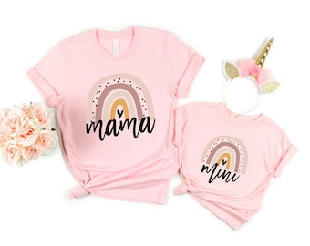 Rainbow Mama Mini Shirt for Mommy and Me Matching Shirts Mom and Daughter Tshirts for Baby Shower Gift for Mom Birthday from Daughter