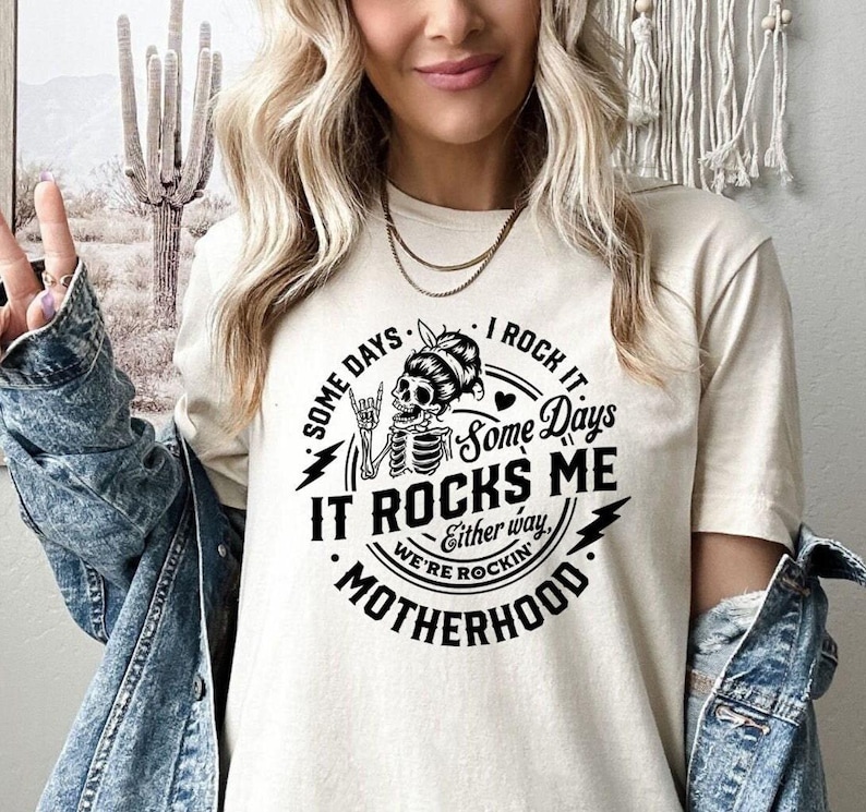 Rocking Motherhood Shirt Pregnancy Tshirt for Halloween Shirt Some Days I Rock It Some Days It Rocks Me Skeleton Shirt for Maternity Gift image 1