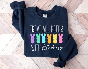 Sudadera "Trata a todos con amabilidad", suéter de Pascua para maestros, regalo de Pascua para maestros con amabilidad, camiseta, regalo de conejito para maestros, felices Pascuas