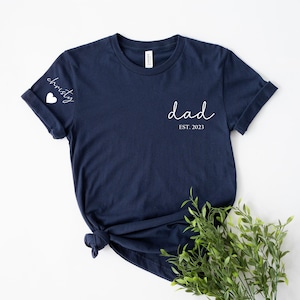Custom Dad Shirt With Kid Names on Sleeve, Father's Day Gift, New Dad Tshirt, Personalized Dad T-shirt, Dad Est Shirt, Father's Day Shirt image 3