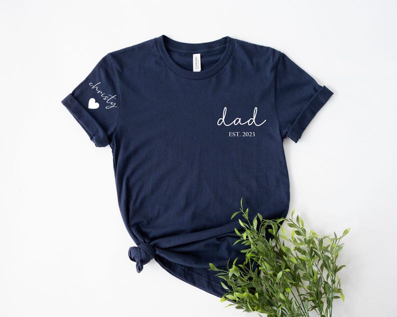 Custom Dad Shirt With Kid Names on Sleeve, Father's Day Gift, New Dad Tshirt, Personalized Dad T-shirt, Dad Est Shirt, Father's Day Shirt image 3