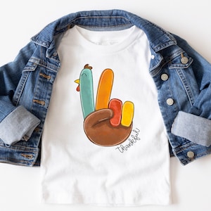 Kids Thanksgiving Shirt, Toddler Thanksgiving Shirt, Thankful Shirt, Girls Boys Turkey Shirt, Toddler Fall Shirts, Matching Family Shirts image 1