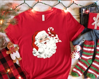 Christmas Santa Shirt Gift For Christmas Retro Christmas Shirt Gift For Xmas Santa Holiday Matching Tee Funny Merry Christmas Tshirt Holiday