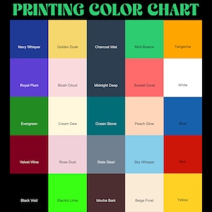 a color chart with different colors of paint