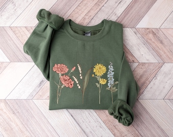 Custom Birth Month Flower Sweatshirt Personalized Mom Sweatshirt Custom Birthday Gift for Grandma Plant Mama Sweatshirt Mothers Day Gift