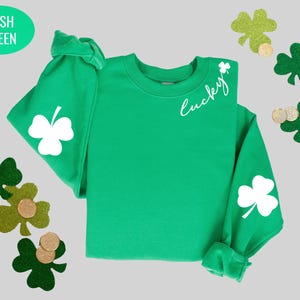 St. Patricks Day Sweatshirt for Women Lucky Sweatshirt Shamrock Elbow Sweatshirt Armpatch Shamrock Sweatshirt Irish Sweatshirt St Pattys