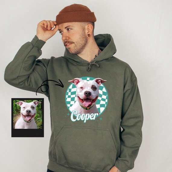 Custom Dog Face Sweatshirt With Name, Dog Dad Gift Hoodie, Personalized Pet Photo Pullover, Unique Dog Lover Sweater, Custom Pet Clothing