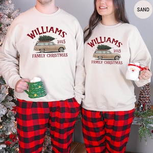 Custom Family Christmas Sweatshirt, Personalized Family Name Sweater, Matching Holiday Hoodies,Christmas Tree Sweatshirt, Holiday Sweater