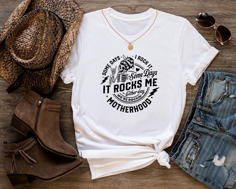 Rocking Motherhood Shirt Pregnancy Tshirt for Halloween Shirt Some Days I Rock It Some Days It Rocks Me Skeleton Shirt for Maternity Gift image 6
