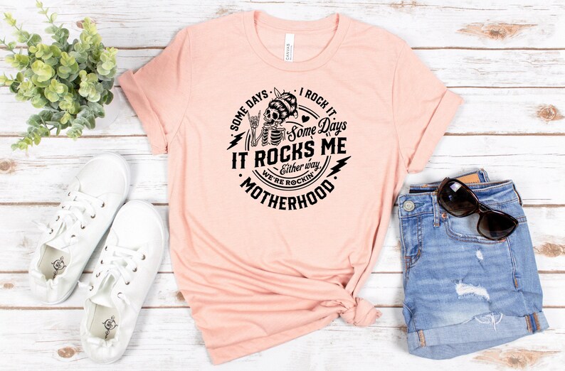 Rocking Motherhood Shirt Pregnancy Tshirt for Halloween Shirt Some Days I Rock It Some Days It Rocks Me Skeleton Shirt for Maternity Gift image 2