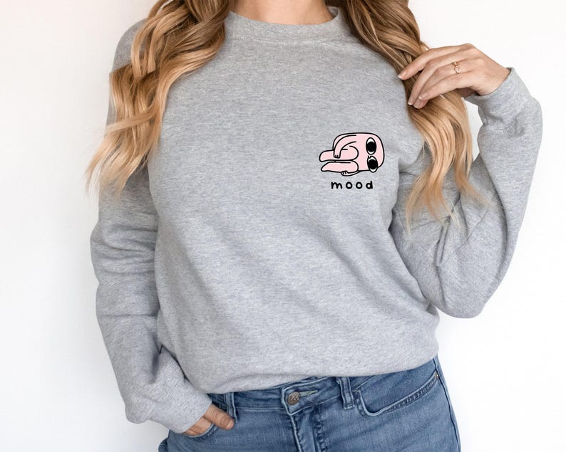 Sudadera estética de chica triste, sudadera con capucha de dibujos animados, regalo de salud mental, suéter universitario extragrande, sudadera divertida de humor, camiseta de dibujos animados tristes imagen 6
