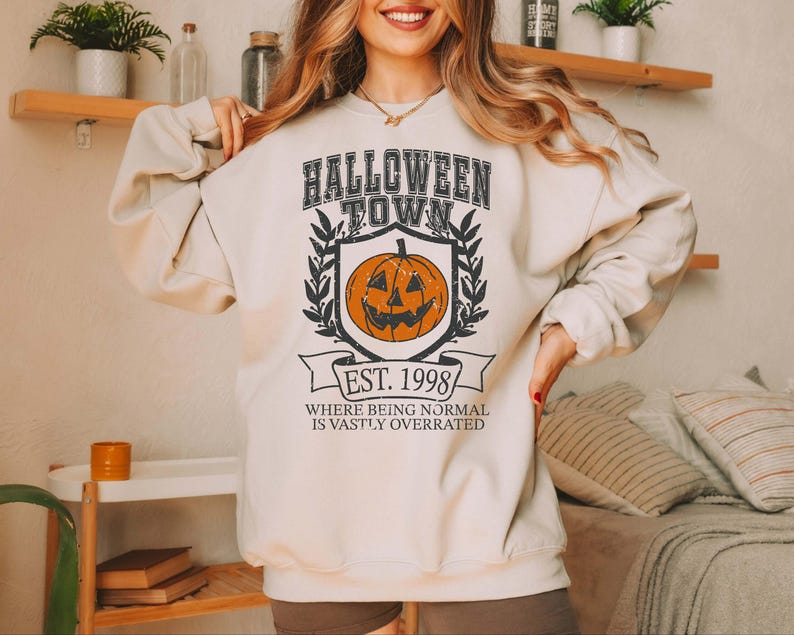 Halloweentown Sweatshirt Halloween Town Sweatshirt Halloweentown University Halloween Town University Est 1998 Halloween retro Crewneck image 1