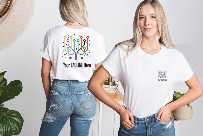 a woman wearing a t - shirt with a design on it