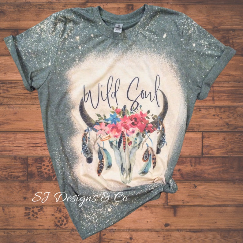 Bleached Tee Wild Soul Boho Western Rodeo Bleached - Etsy