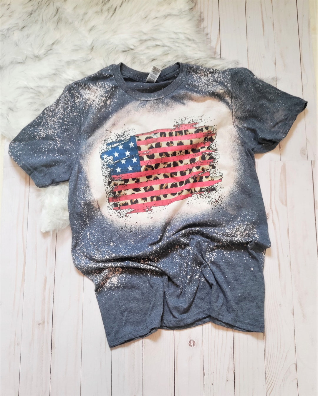 Bleached Tee America American Flag Bleached Tshirt - Etsy