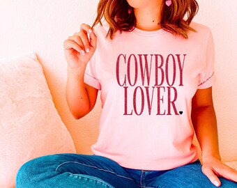 COWBOY LOVER | Valentine | Pink Comfort Colors Tshirt | Trendy | VDAY