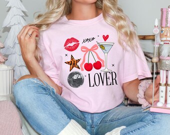 Lover | Valentine | Disco Ball | Lips | Graphic Tee | Boutique | trendy | Valentine's Day | Pink