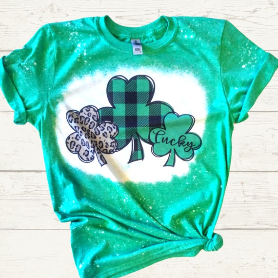 Tee Bleached Tee Clover Shamrock 