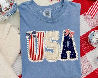 USA | Lace | July 4th | America |  | Comfort Colors Graphic Tee