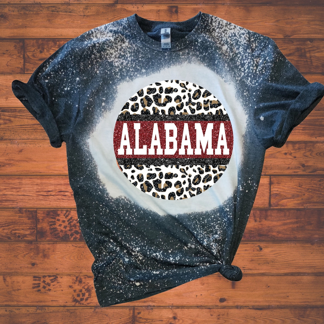 Bleached Tshirt Alabama Bleached State Shirt Leopard Etsy