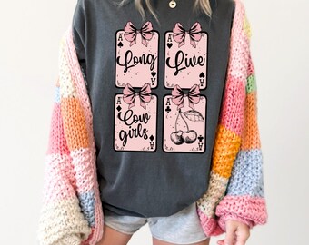 Long Live Cowgirls Card with Bows | Girly | Western | Cowgirl | Coquette Bow | Graphic Tshirt