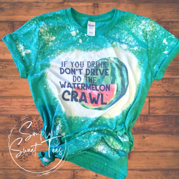 Bleached Tshirt | Watermelon Crawl | Country Music | Bleached Tee | Distressed Tshirt | Bleached Shirt