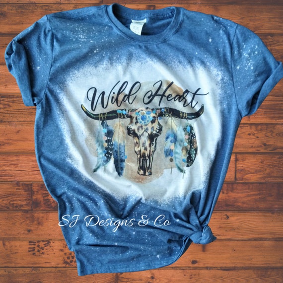 Bleached Tee Wild Heart Boho Western Rodeo Bleached | Etsy
