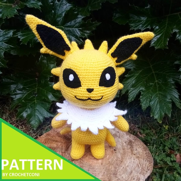 Jolteon crochet pattern. Pokemon Plushie Amigurumi PDF Pattern in English