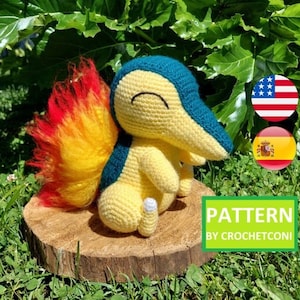 Cyndaquil Crochet pattern. PDF Plushie Amigurumi Pattern in English & Español