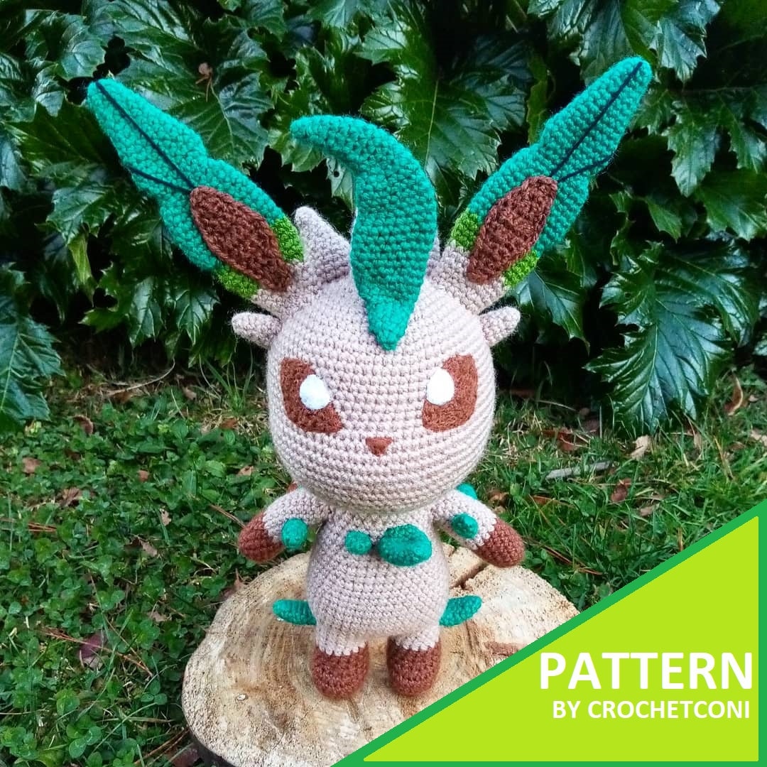 Leafeon Crochet Pattern. Pokemon Plushie Amigurumi PDF Pattern in