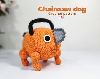 Demon anime chainsaw dog crochet pattern. PDF Plushie Amigurumi Pattern in English