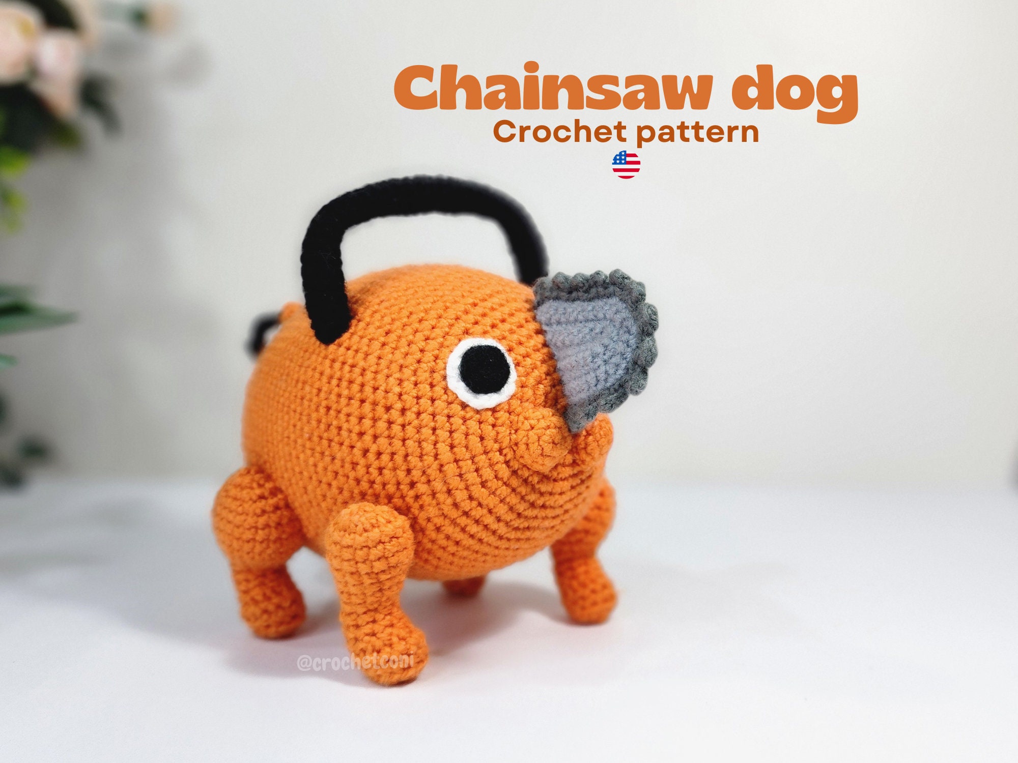 Demon Anime Chainsaw Dog Crochet Pattern. PDF Plushie Amigurumi
