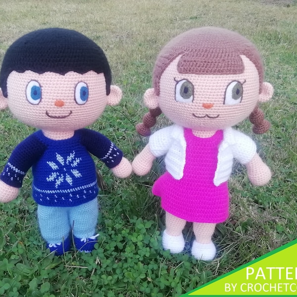 Human Villager Player Crochet Pattern, Animal Crossing Plushie Amigurumi PDF Pattern in English