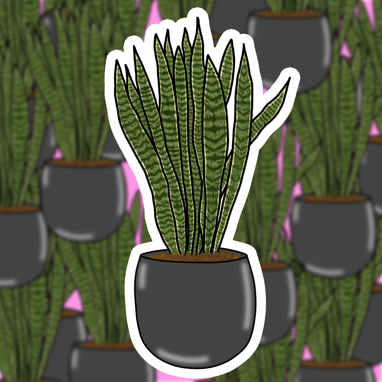 Snake Plant Sticker. Plant Life Sticker. House Plant