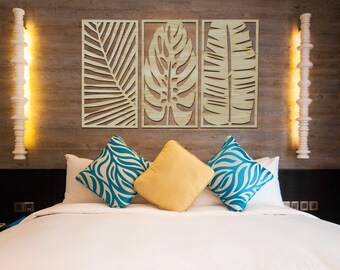 pix Wood Palm Leaf Wall Art monstera wall art etsy