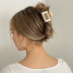 Haarklammer klein Haarspange Beige Hair Clip quadratisch Trend Haar Accessoire für Sie Geschenkidee Für jeden Haartyp 2er Set Bild 3