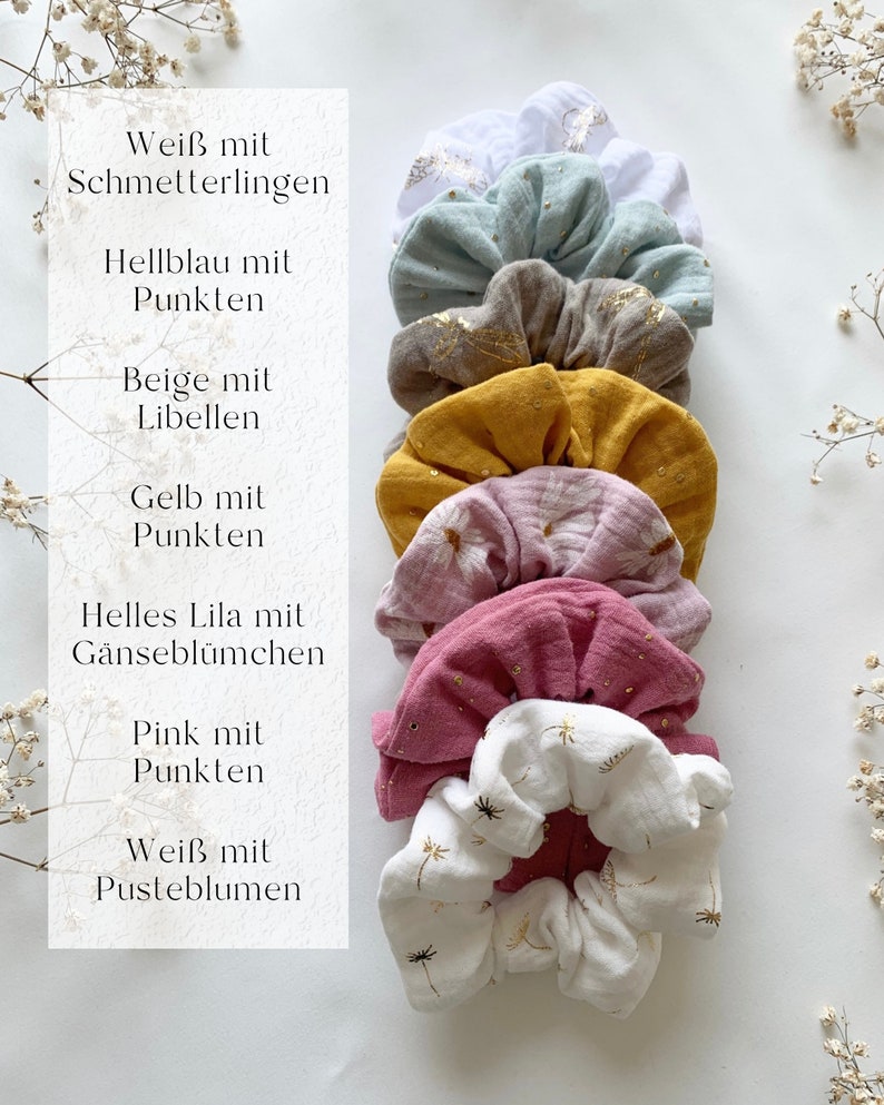 Trauzeugin & Brautjungfer Fragen Junggesellinnenabschied Geschenk Musselin Scrunchie schön verpackt mit Karte Kleines Geschenk für Sie Bild 3