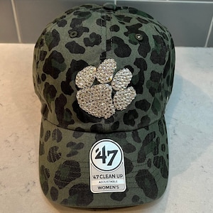 Cheetah Clemson Tigers Swarovski Crystal Hat - Sparkle Clemson Tigers Caps - Bling Football Hats