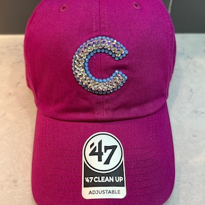 Orchid Chicago Cubs Bling Hat - Swarovski Crystal Hats - &#39;47 The Ballpark - Sparkle MLB Caps