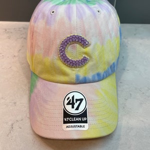 Tie-Dye Chicago Cubs Bling Hat - Swarovski Crystal Hats - ‘47 Clean Up - Sparkle MLB Caps