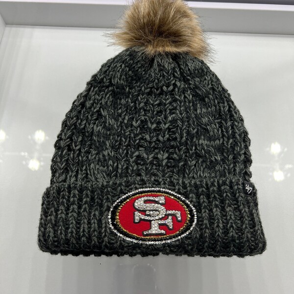 Black San Francisco 49ers bling beanie  - Swarovski Crystal hat - '47 Meeko cuffed knit hat