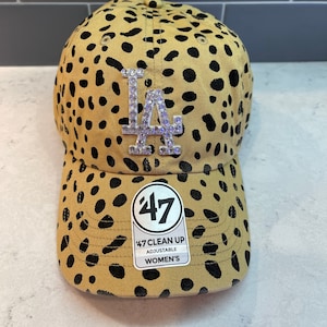 Cheetah LA Dodgers Swarovski Crystal Hat - Dodgers Bling Hat - Sparkle MLB Caps