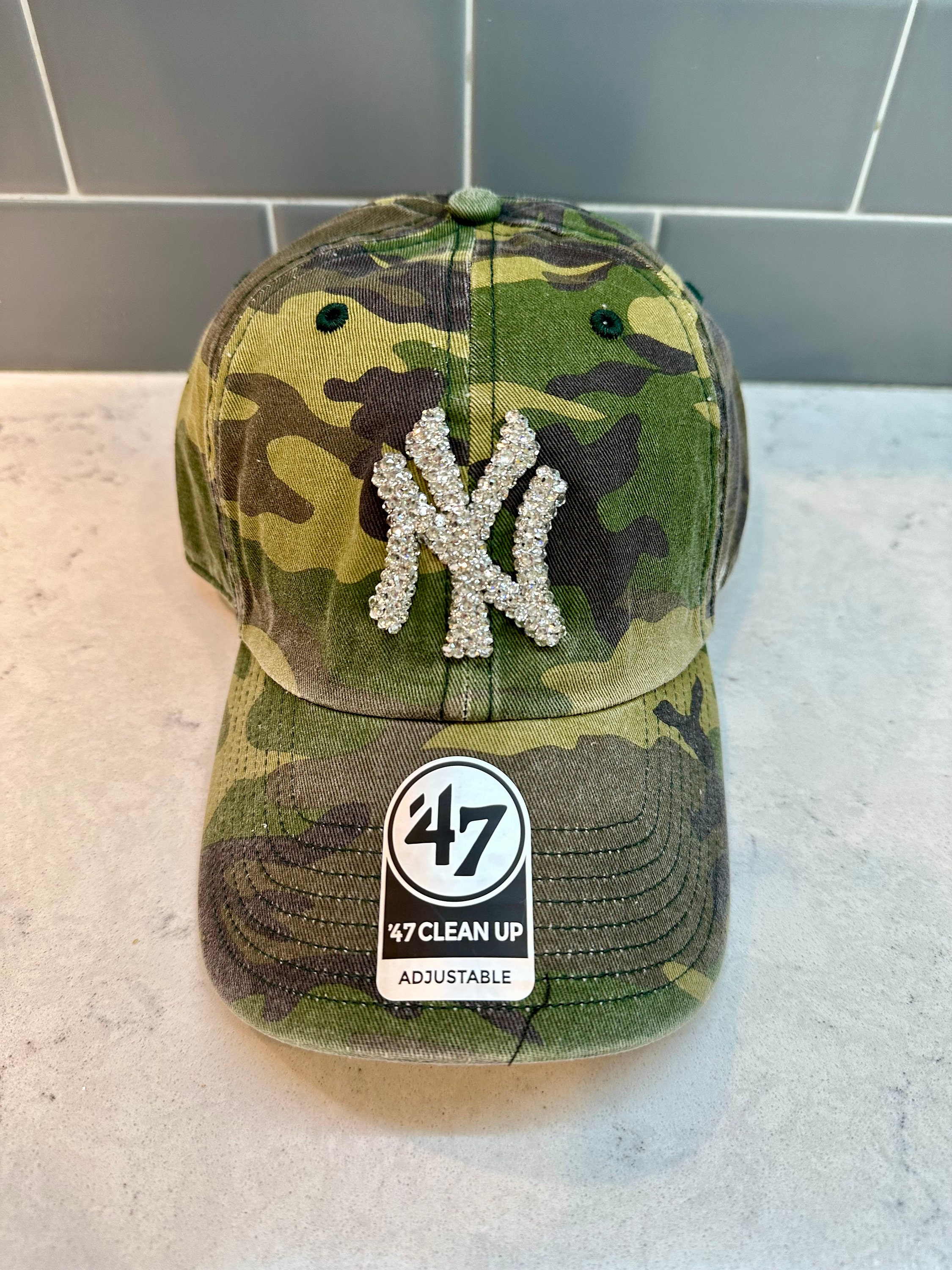 Camo NY Yankees Bling Hat Swarovski Crystal Hat '47 