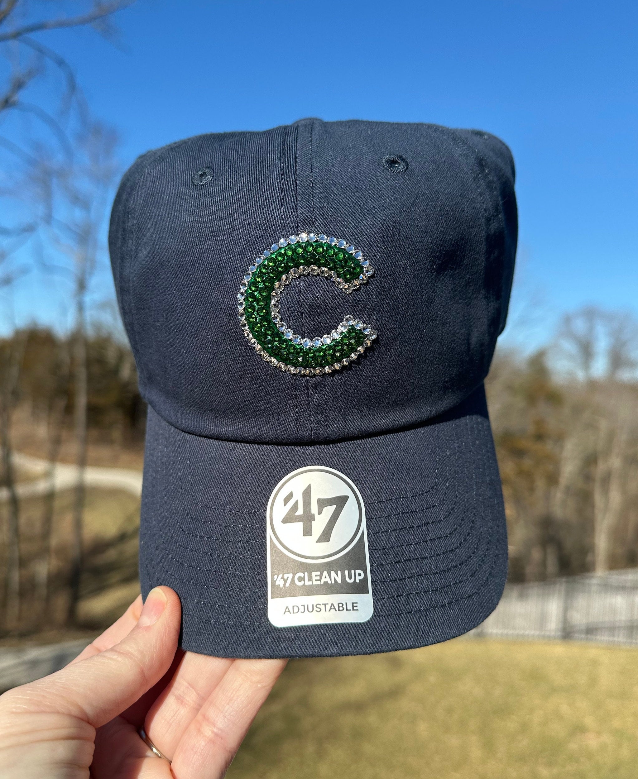 Navy/kelly Green Chicago Cubs Bling Hat Austrian Crystal Hat 