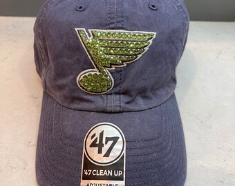 STL Blues Bling Hat - Austrian Crystal Hats - '47 Hudson Clean Up - Sparkle NHL Caps