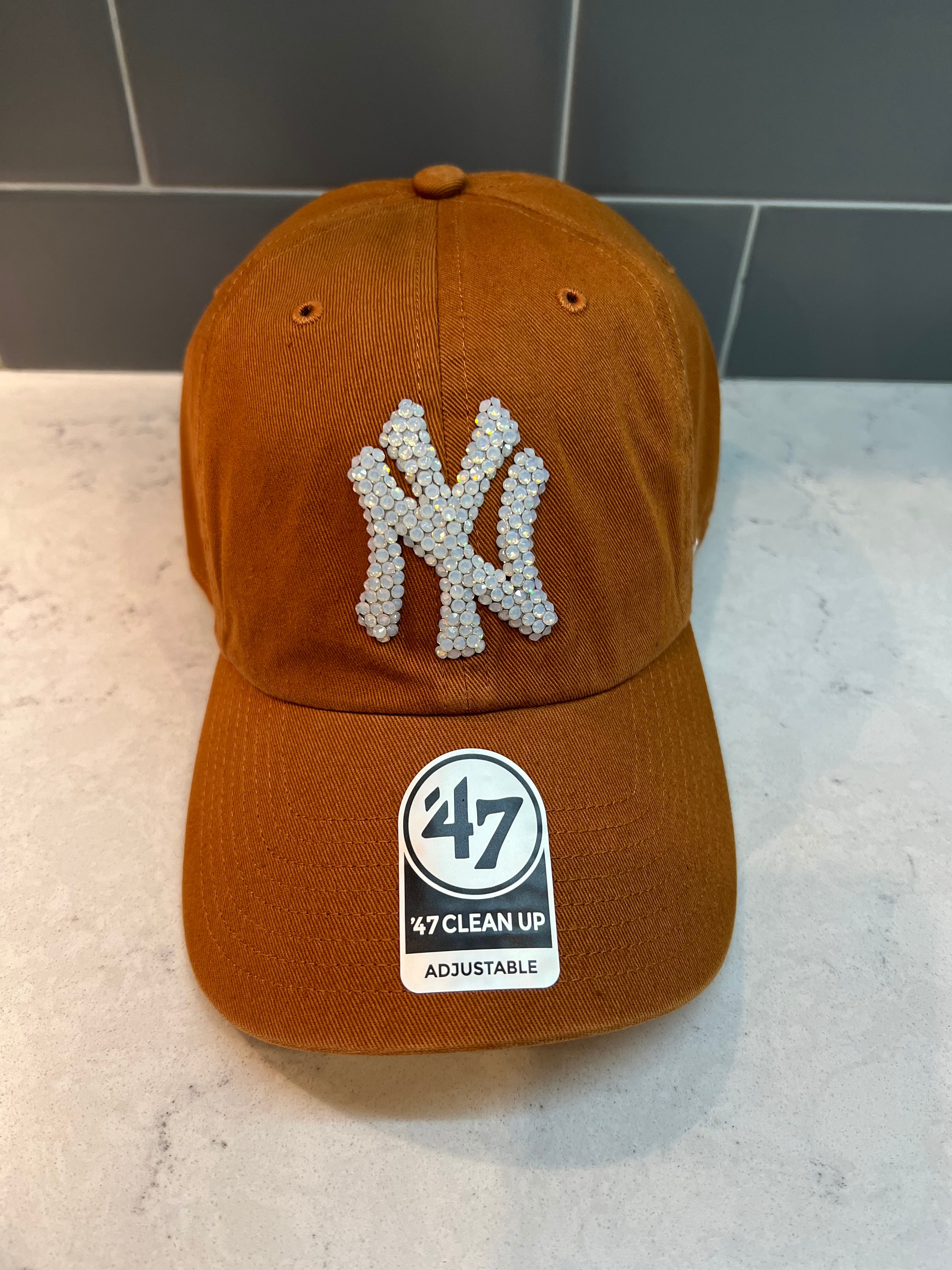 Burnt Orange NY Yankees Bling Hat 